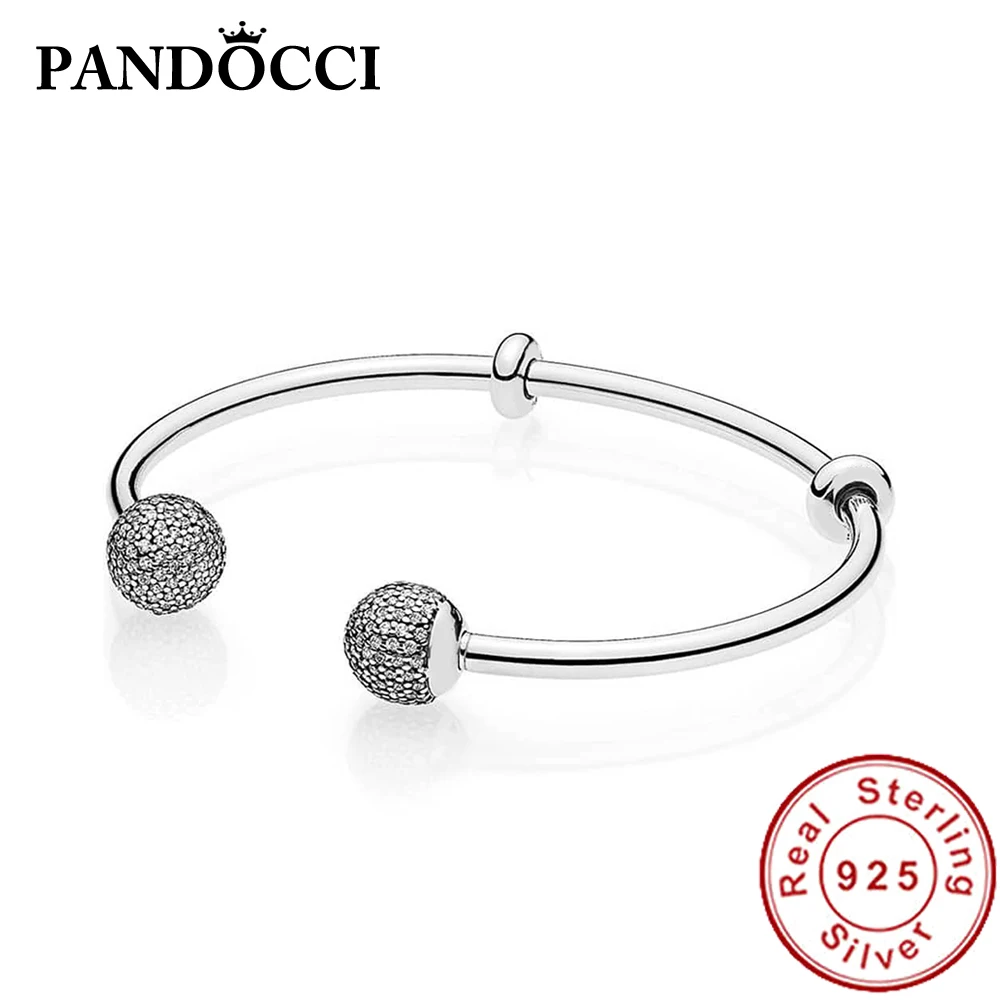 

FAHMI 100% 925 Sterling Silver 1:1 Original SPARKLING CUBIC ZIRCONIA OPEN BANGLE 596438CZ Women's Jewelry Mystery Free Heart