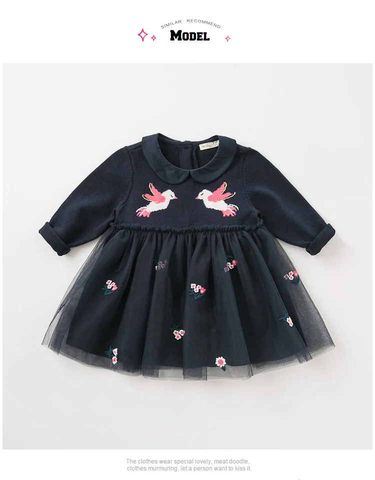 DBJ8467 dave bella/платье для маленьких девочек осенние платья с длинными рукавами детское платье для девочек эксклюзивное детское платье для дня рождения