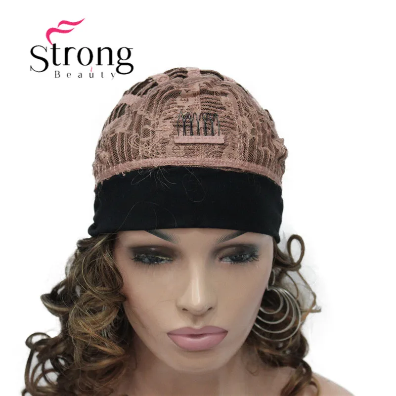 5985 #248T130 new 34 wig with headband Black Brown Copper mix curly women's 20 synthetic wig (7)