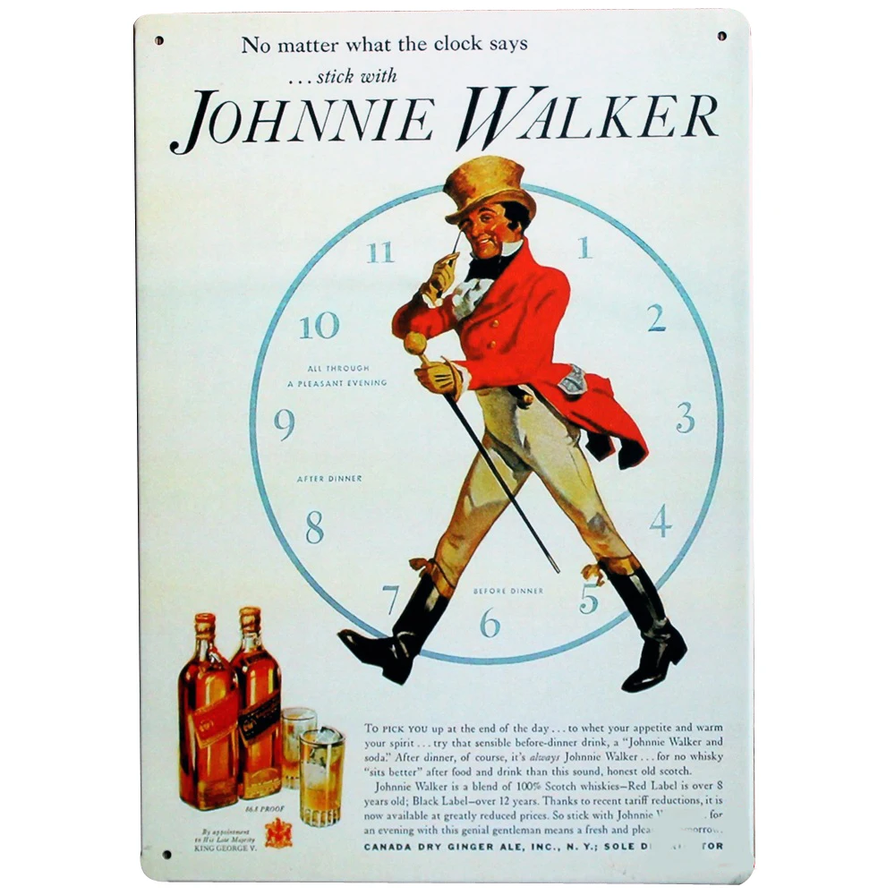 Металлический винный знак JOHNNIE WALKER and Time в стиле ретро тарелка для напитков на