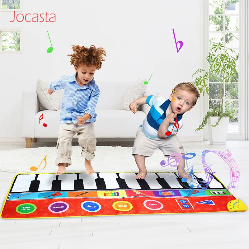 Large Size Baby Musical Carpet Keyboard Play Mat Music Instrument Piano Mat Educational Toys for Children Kids Gifts >