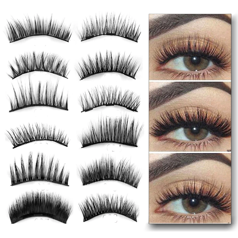 

2Pairs 0.07 Triple Magnetic False Eyelashes Extension Tools Full Coverage Glue-free Magnets Eye Lashes Thick Long Makeup Tools