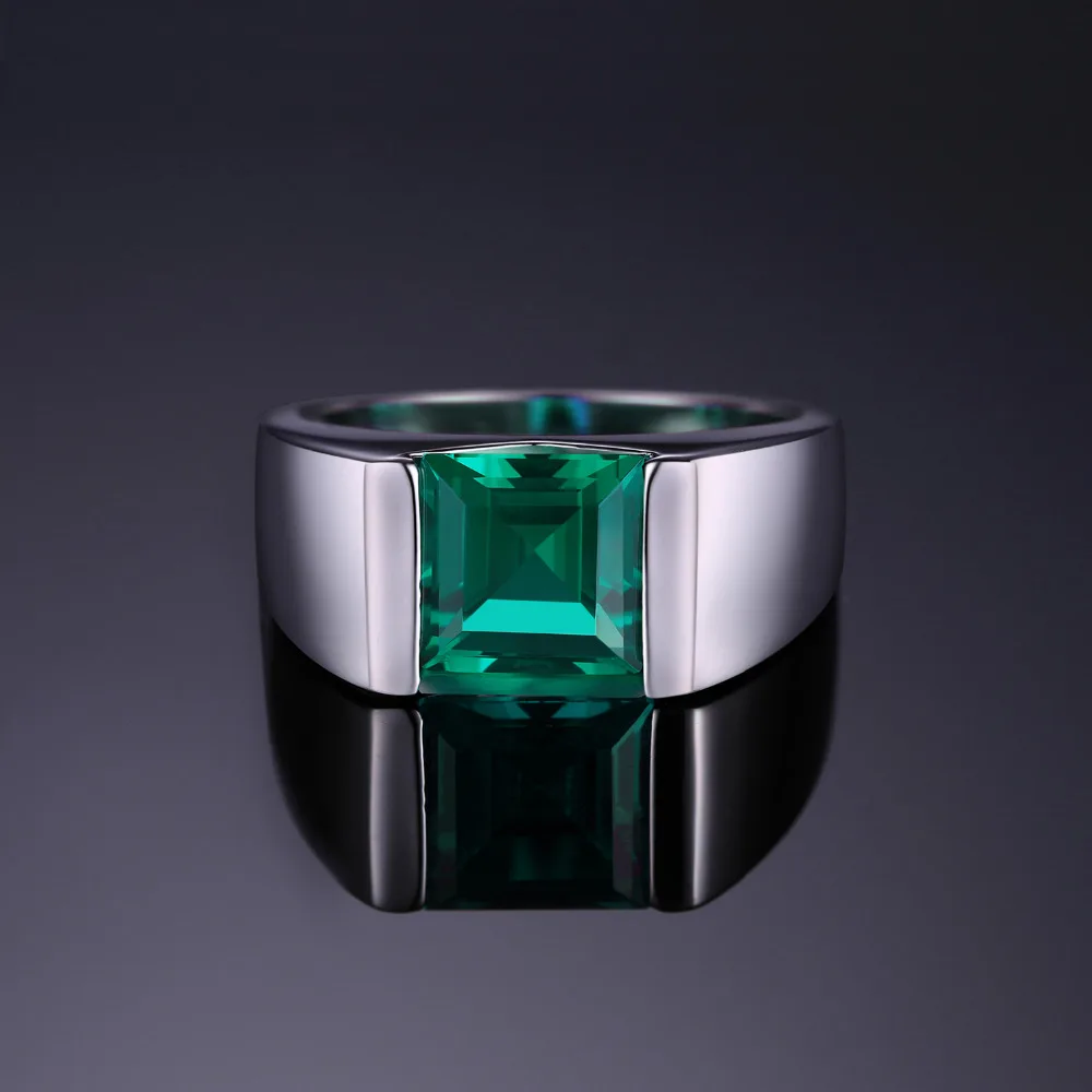 JewelryPalace Nano Russian Green Created Emerald Ring For Men Solid 925 Sterling Sliver Jewelry Engagement Wedding Ring For Men