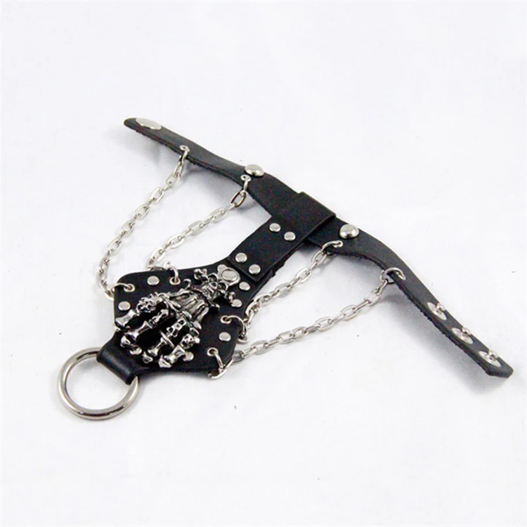 Punk-Rivet-Metal-Chain-Skeleton-Hands-Punk-Skull-Bracelets-Glove-Cowhide-Rope-Chain-Leather-Bracelet-For