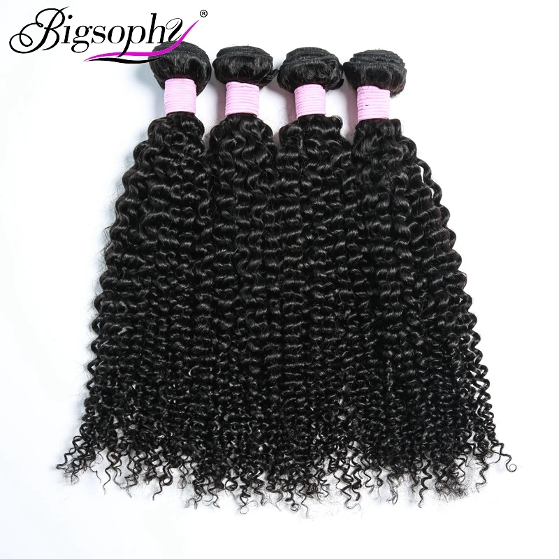 

Bigsophy Brazilian Hair Wave Bundle Kinky Curly Human Hair 4 Bundles Remy Hair Extensions Curly Hair Weft Natural Black Color