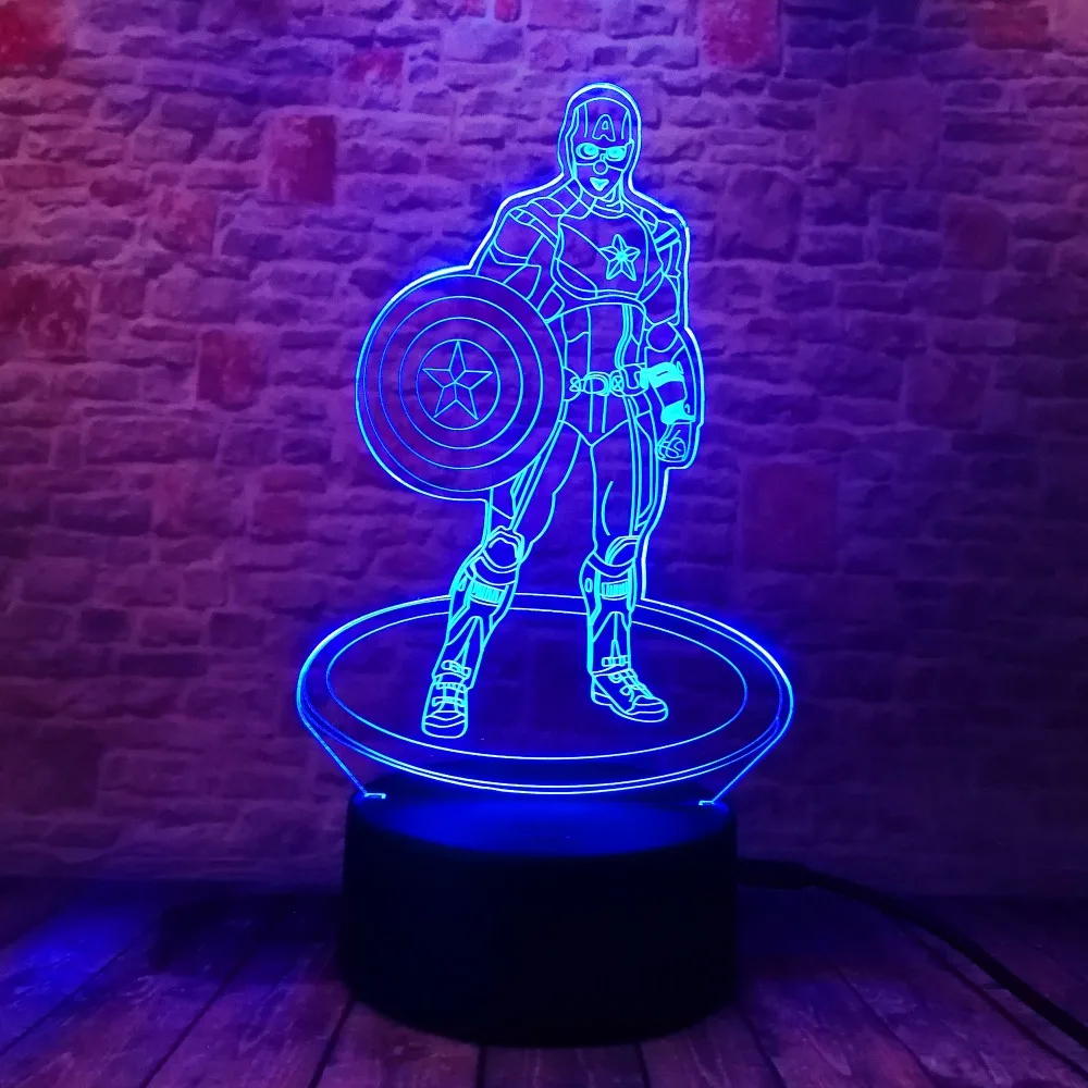 Новые креативные Marvel Мстители для гражданских войн Капитан Америка 3D иллюзия