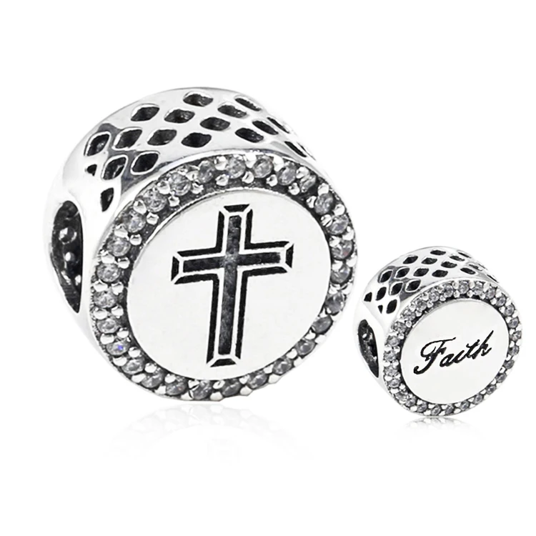 

925 Silver Charm Pendant Bead FOR European Charms Bracelet Chain Bangle Necklace Jewelry Making Cross Faith