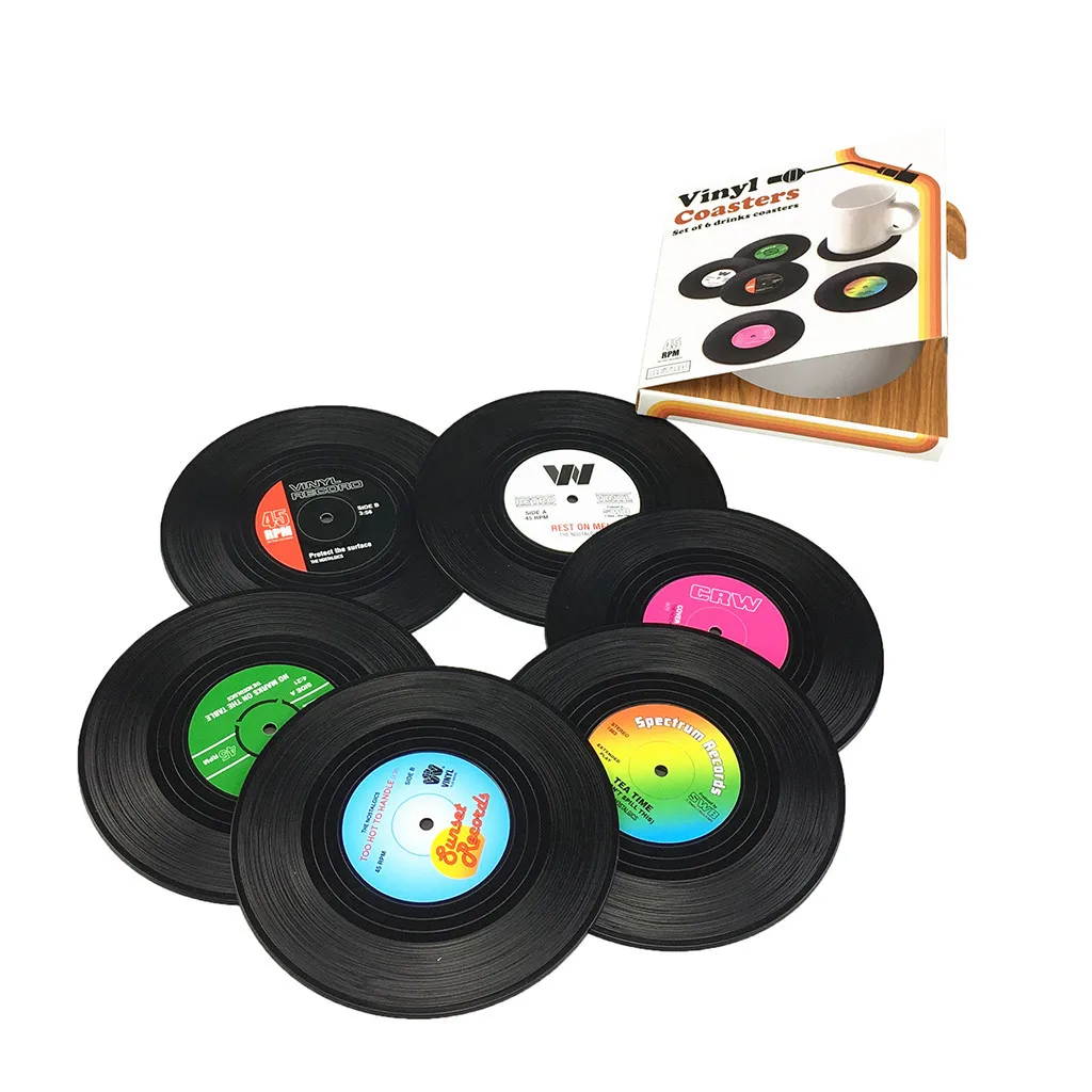 

Creative Vinyl Coaster CD Record Cup Drinks Holder Mat Tableware Placemat silicone mat table mat posavasos onderzetters Gadgets