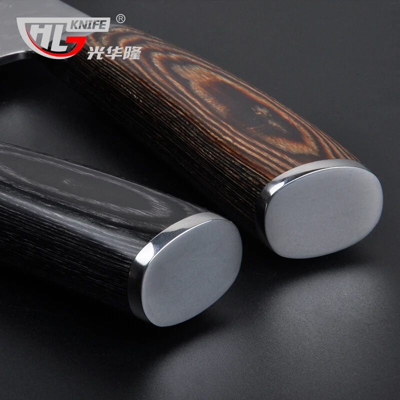 7Inch High Carbon Steel Asian Cleaver Knife Asian veggie kitchen meat choppign cleaver style laser knife with Pakka Wood Handle