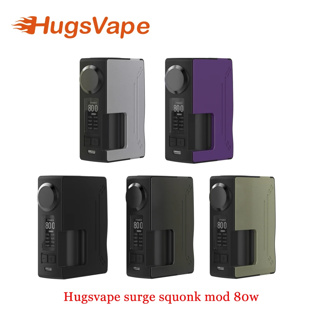 Newest Hugsvape Surge Squonk 80W Mod for Piper RDA powered by single 18650/20700 battery with squonk bottle