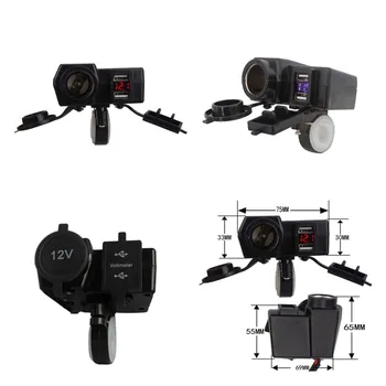 

Waterproof Motorcycle 12V Dual USB Power Port Scooter ATV Charger Adapter Cigarette Lighter Socket Outlet With Voltmeter 7*6*3cm