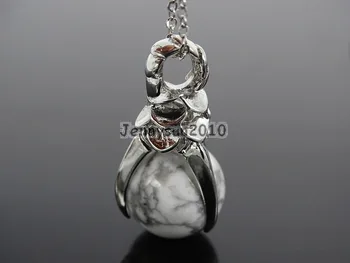 

Natural White Howlite Gems Stone Round Ball Eagle Claw Falcon Talons Pendant Charm Beads Jewelry Design 10Pcs/Pack