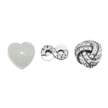 Подходит подвешиваемый кулон ожерелье Бесконечная любовь Petites пакет в 3 части бусины стерлингового серебра 925 пробы ювелирные изделия