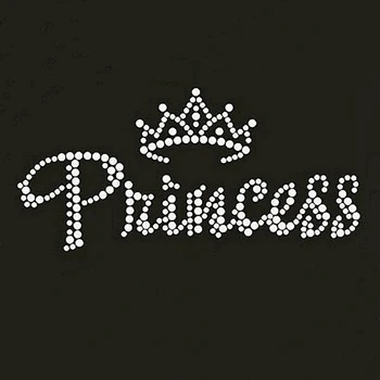 

15pc/lot The "princess" with crown hotfix rhinestones motif heat transfer iron on design iron on rhinestone motifs for shirt