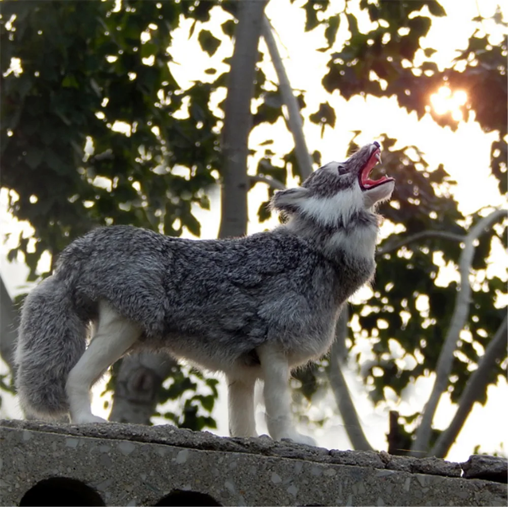Fancytrader Simulated Animals Wolf Plush Toy Realistic Handmade Gray Wolf Doll Made of Plastic&Fur 3 Model Gifts Decorations1