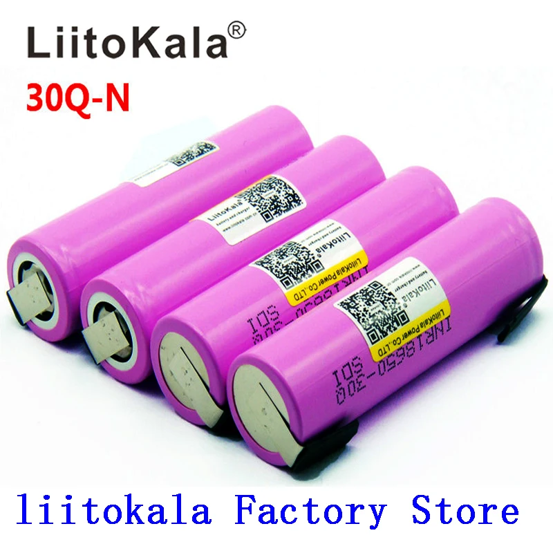 

Litokala Original 18650 Battery INR18650 30Q 20A 3000mah Discharge Li-ion Rechargeable 18650 Battery