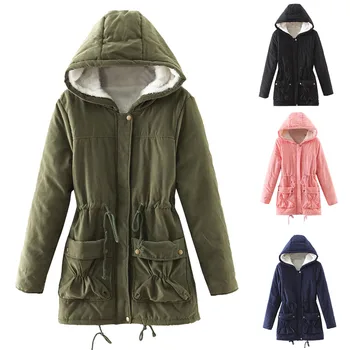 

Women's cotton clothes Winter coat Womens Warm Long Coat Fur Hoodies Collar Jacket Slim Winter Parka Outwear Coats Y723