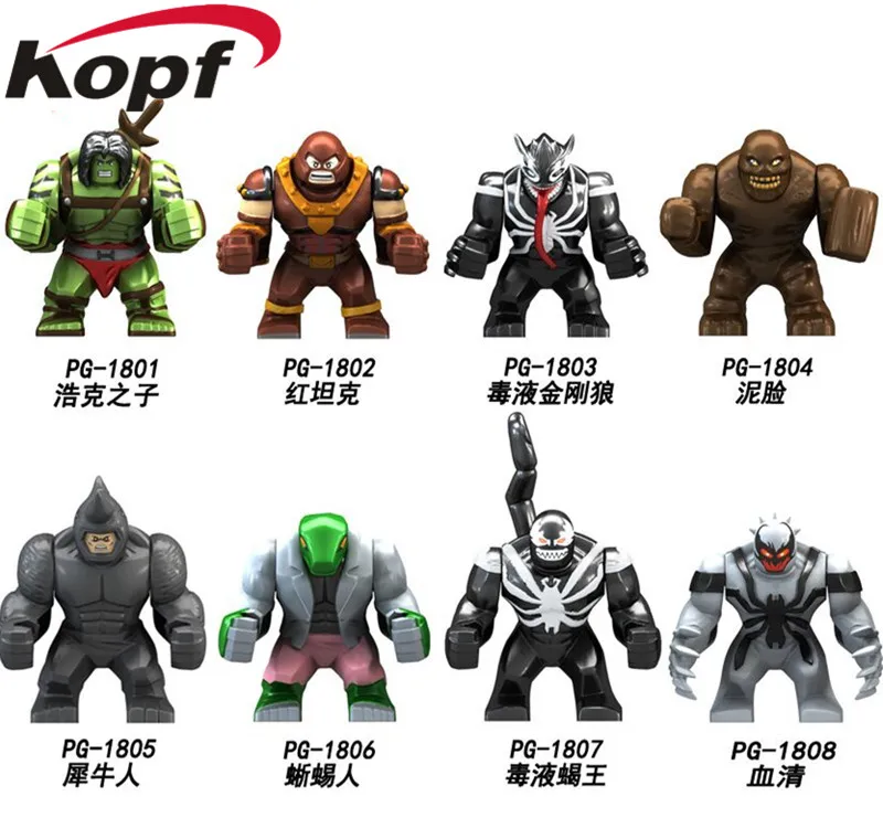 

Single Sale Super Heroes Big Size Hulk Clayface Venom Wolverine Juggernaut Anti-Venom Building Blocks Children Gift Toys PG8118