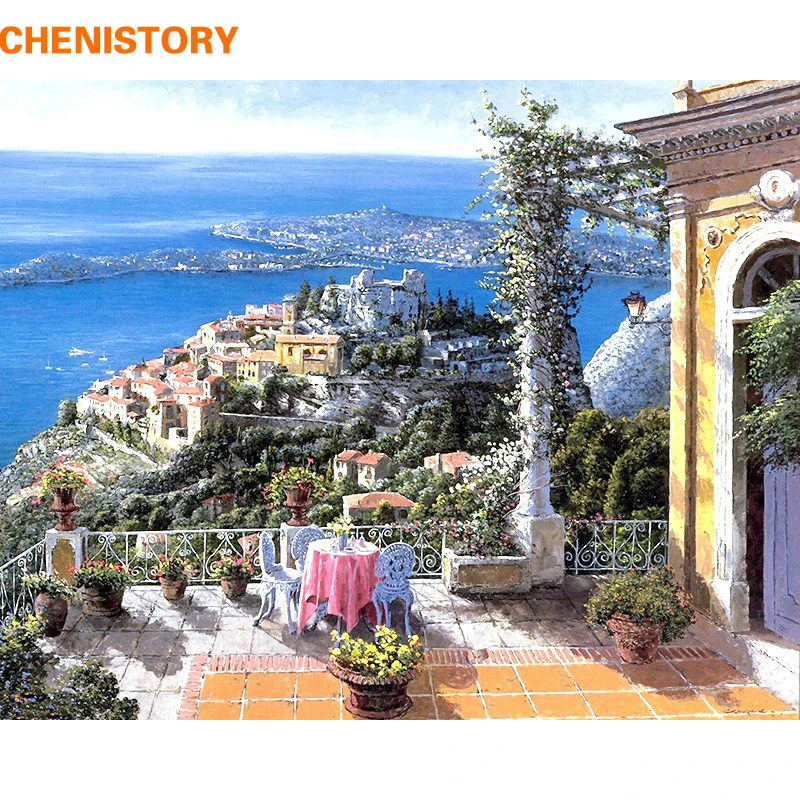 

CHENISTORY Seascape DIY Painting By Numbers Acrylic Paint On Canvas Modern Wall Art Picture HandPainted Oil Paint For Home Decor