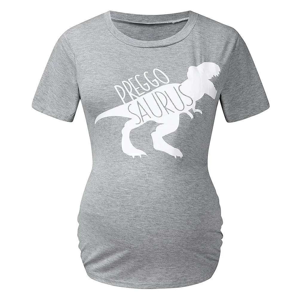 Женская блузка для беременных, модная футболка с коротким рукавом и принтом динозавра, топы, женские рубашки для беременных, Ropa Embarazada