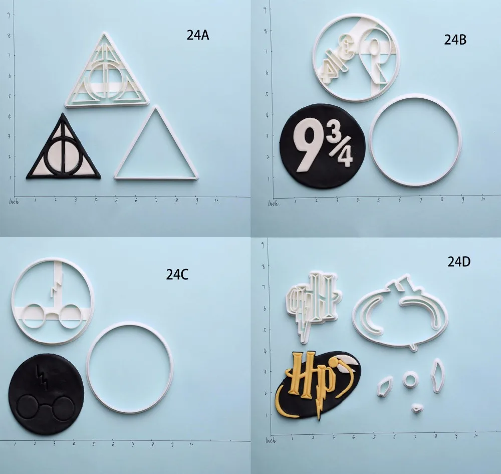

Hote sales Harri Potter Deathly Hallows Series Cookie Cutter Set Custom Made 3D Printed Fondant for Cake Decorating Moulds Tools