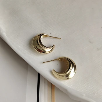 

925 Sterling Silver Minimalist Crescent Moon Earrings Gift Jewelry Boho Cartilage Gold Stud Earring For Women Party