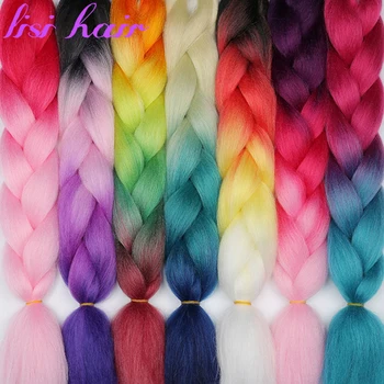 

LISI HAIR Ombre Jumbo Synthetic Braiding Hair Crochet Blonde Pink Grey Hair Extensions Jumbo Braids Hairstyles
