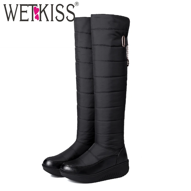 WETKISS/зимние сапоги женские ботинки на платформе хлопковая обувь с металлическим