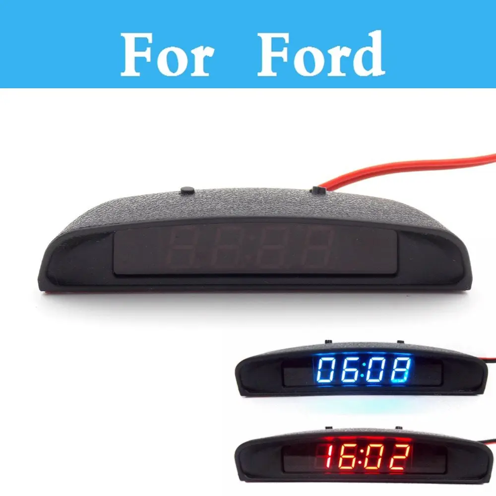 3in1 Multifunctional Digital LCD Screen Car Voltage Clock For Ford GT