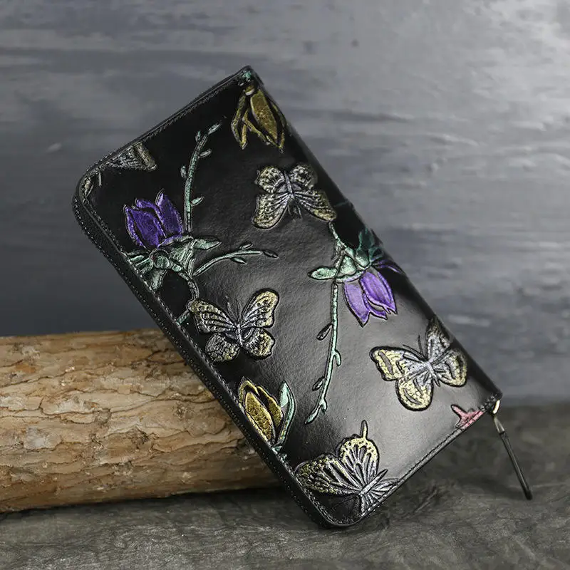 

Vintage Women Wallets Female Coin Purses Genuine Leather Long Big Wallets Lady Coin Purses Clutch Wallets Money Bag 2018