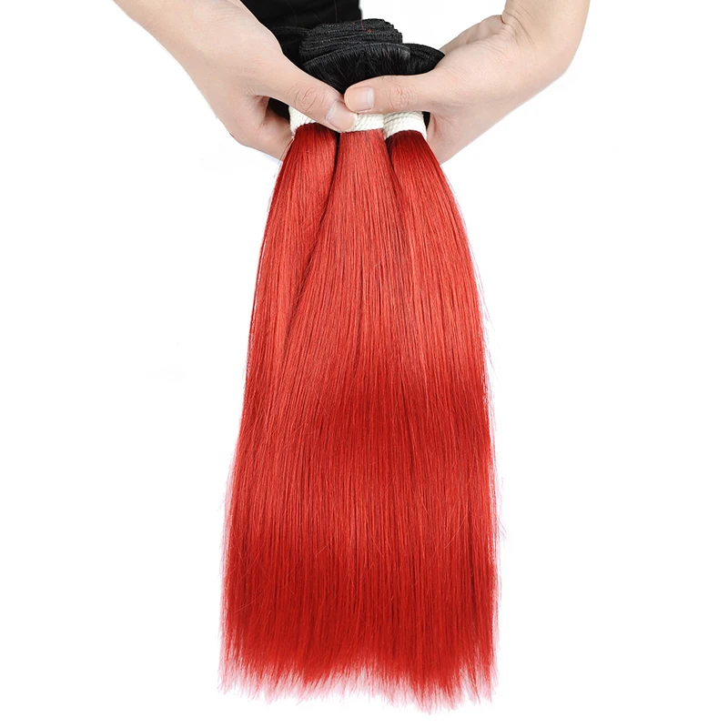 Remyblue 1B красный прямой человеческих волос Weave Связки 99J бордовый Омбре перуанские волосы пучки волосы Remy Расширения не клубок 3 шт