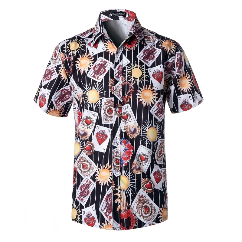 

2019 summer new men's clothing seaside travel beach shirt Europe and the United States hot summer men's shirt W534