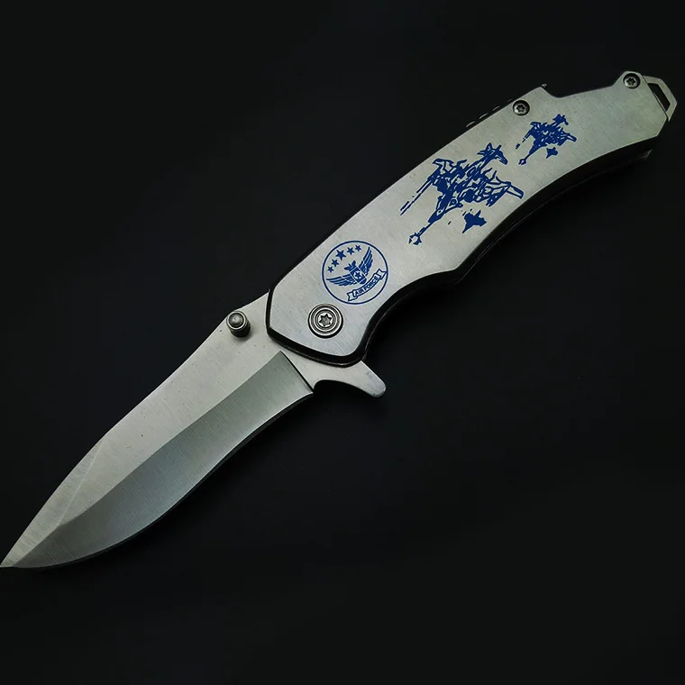 Супер качество тактический складной нож универсальный походный темно-синий карманный нож охотничий нож для выживания с принтом с открывалкой для бутылок и зажимом - Цвет: A7