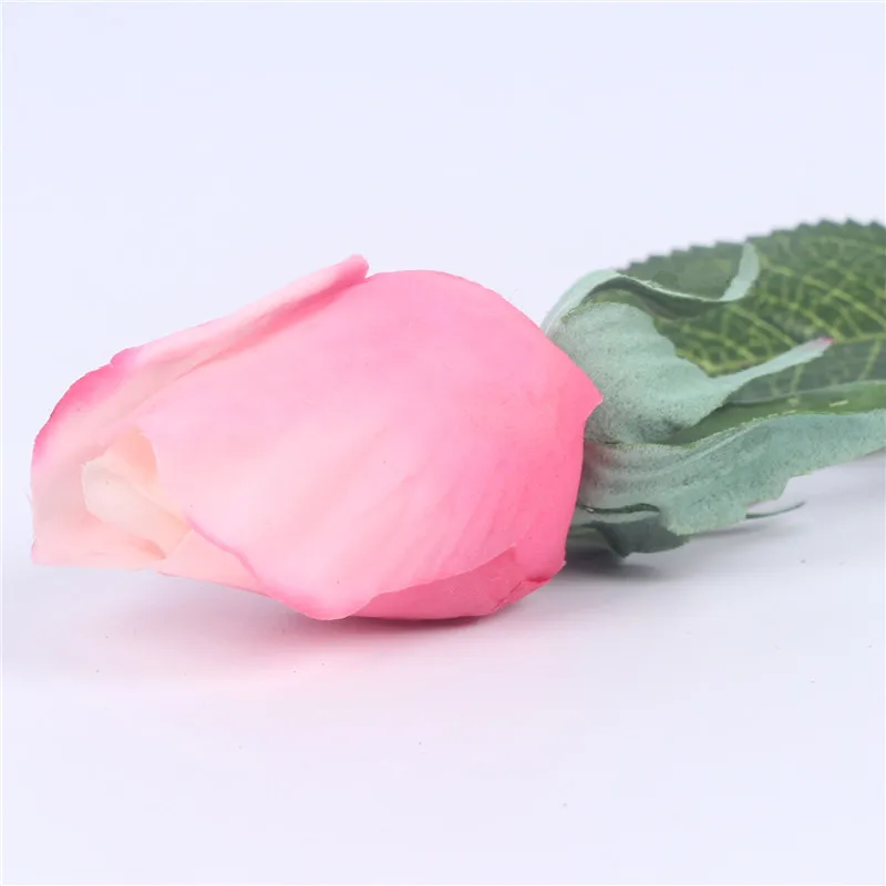 1 шт. настоящий бутон розы из искусственного шелка Свадебные цветы букет украшения для дома для свадьбы или дня рождения маленький размер бутон - Цвет: pink white