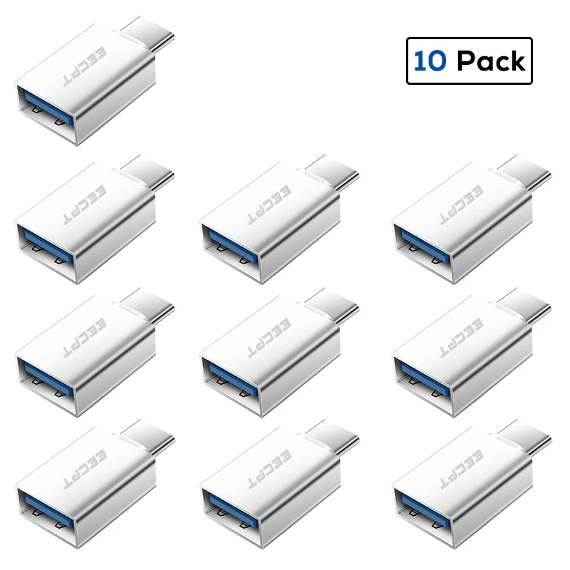 EECPT 10 шт. в упаковке USB OTG type C адаптер USB C к USB 3,0 OTG кабель type-C разъем адаптера для Macbook samsung S10 S9 huawei P20 - Цвет: 10 Pack Silver