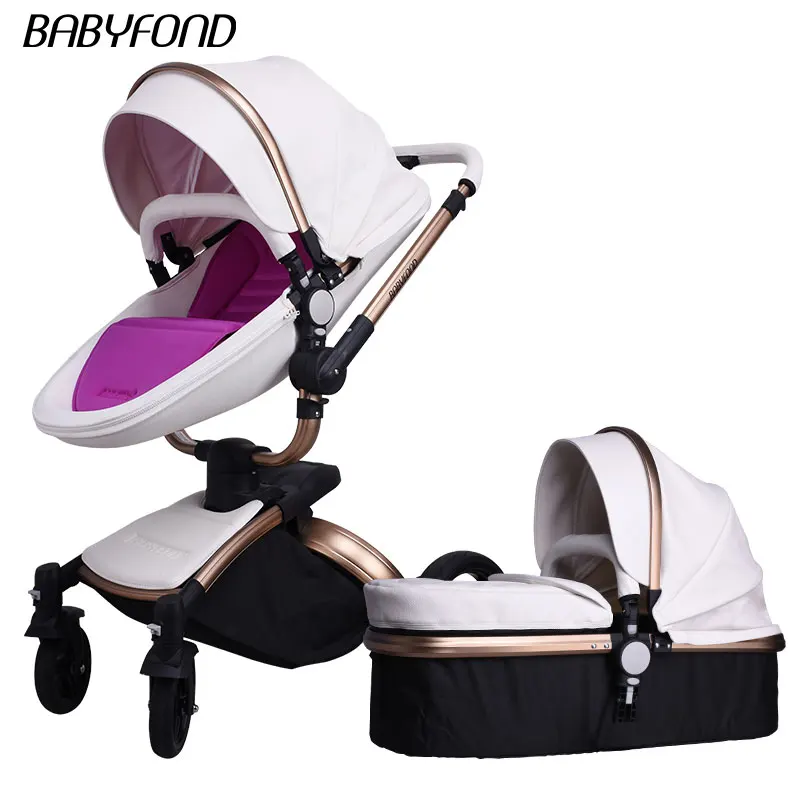 Babyfond Poussette 2 в 1 Детские коляски брендовые коляски розового цвета из искусственной кожи Удобные Детские коляски высокого качества newbornPram