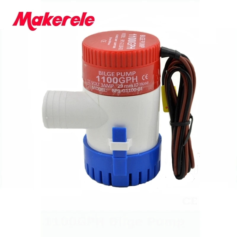 FREE SHIPPING 1100GPH High Flow Submersible Marine Boat Electric Bilge Pump 12V 3A with Bilge Pump Float Switch