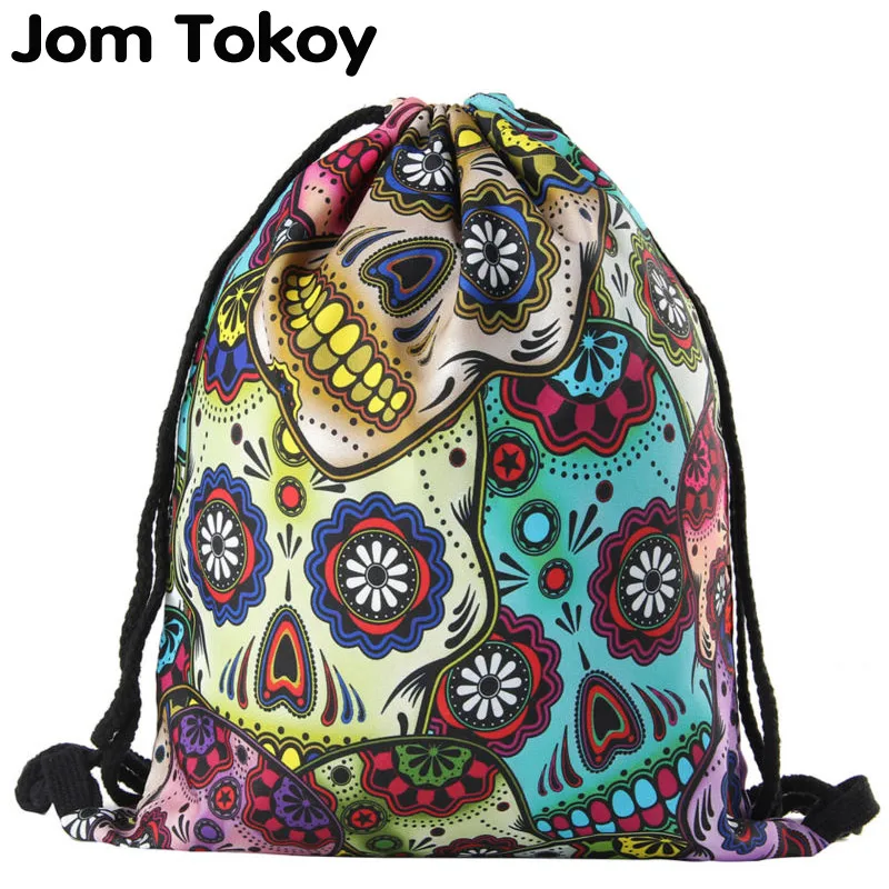 Jomtokoy 2018 New skull font b Drawstring b font font b Bags b font 3D Printed