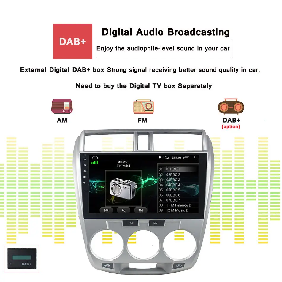 Best 2 din Stereo FOR HONDA CITY 2008-13 Android 9.0 Car DVD player Octa Core 4G RAM 1024*600 32GB ROM gps Nav multimedia head unit 11