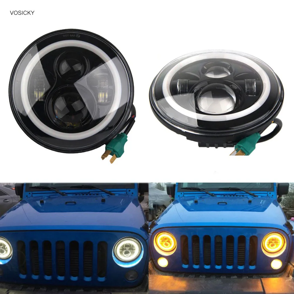 

7 Inch LED Round Headlights H/Low Daymaker Halo & DRL & Turn Signal Lights 40W For Jeep Wrangler Hummer Land rover defender