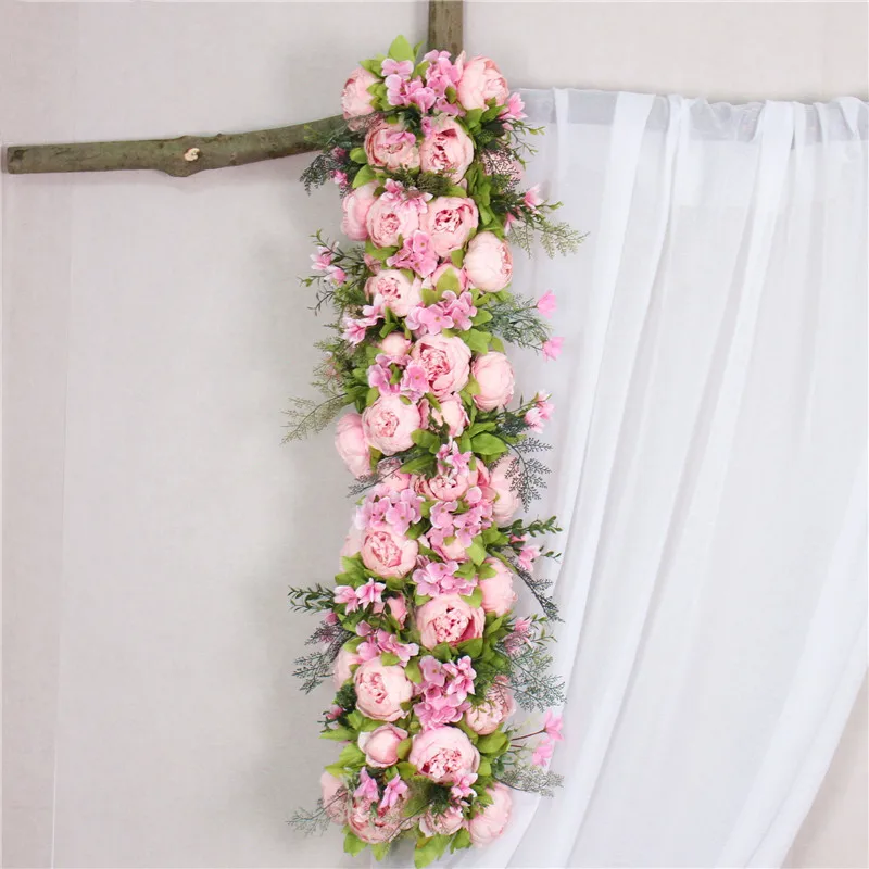 custom made Artificial rose flower row Wedding background wall arch Welcome desk decorative fake flower Home holiday decoration