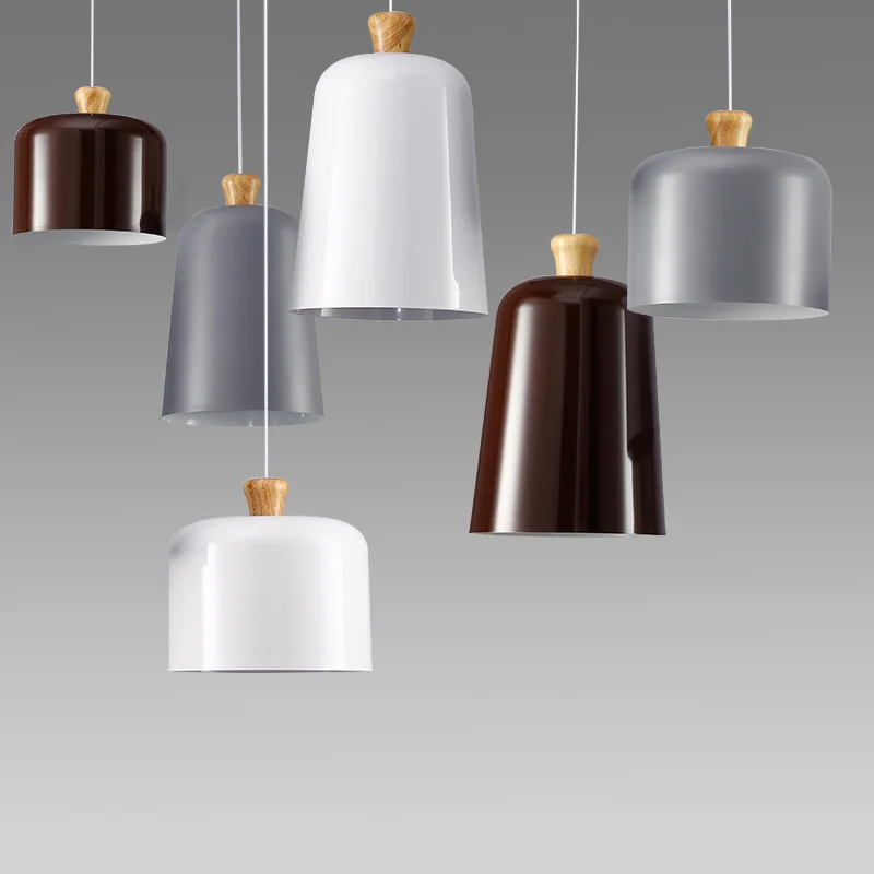 New Modern Aluminum Pendant Light Wood Drum Hanging Lamp For Bar Pendant Light Wood Drum Hanging Lamp
