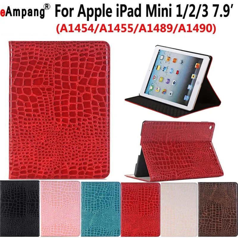 

Case for Apple iPad Mini 1 2 3 Mini2 Mini3 7.9 inch Smart Case Cover Funda Tablet Crocodile Leather Smart Sleep Slim Stand Shell