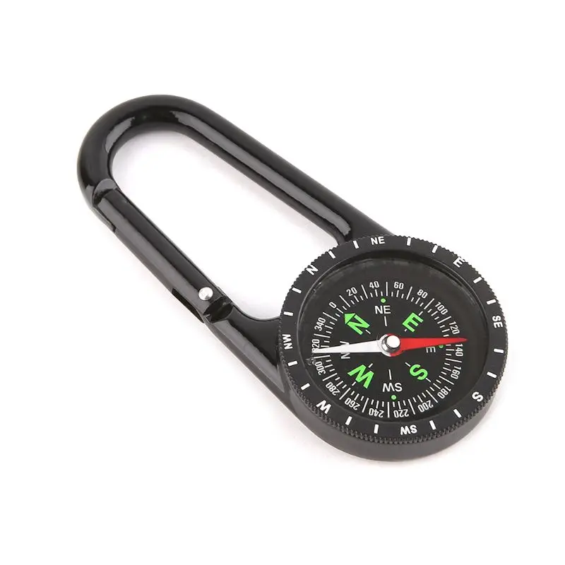 2 in 1 Zinc Alloy Compass Carabiner Outdoor Hiking Camping Hunting Keychain Big Dial Direction Guide | Спорт и развлечения
