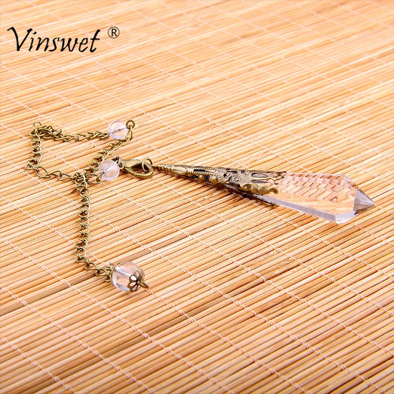

Trendy Natural Clear Crystal Healing Crystals Pendulum Quartz Crystal Pendant Necklace Dowsing Reiki Chakra Pendulum Jewelry