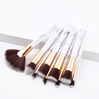 

9pcs Marble Cosmetic Makeup Brush Blusher Eye Shadow Brushes Set Kit Fashion Popular Simple Design Foundation Ladies Makeup Tool