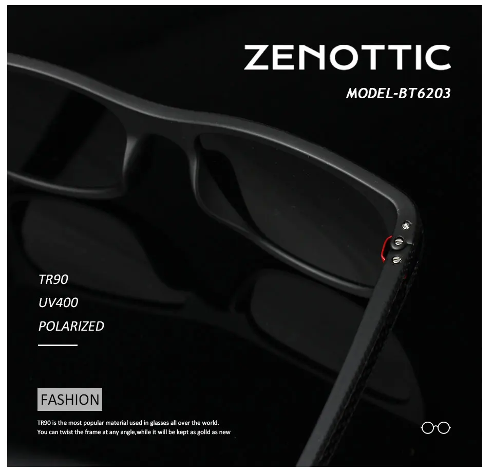 ZENOTTIC TR90 солнцезащитные очки Мужские поляризационные солнцезащитные очки мужские зеркальные TAC линзы светоотражающее покрытие Антибликовая Защита UV400 BT6203