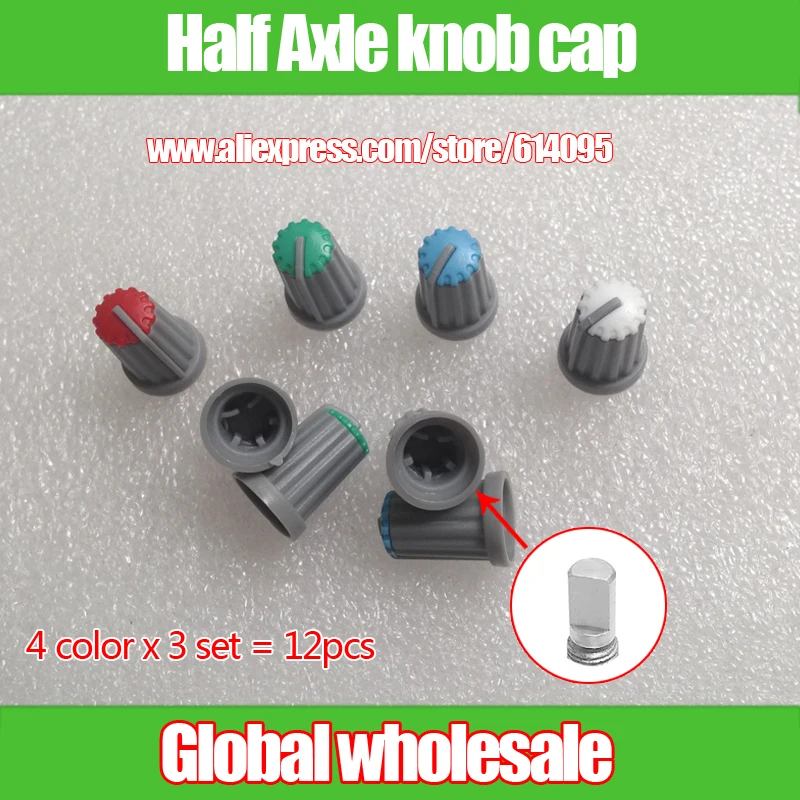 

12pcs Half Axle Potentiometer power amplifier Plastic knob caps / Half shaft encoder knob Cap D hole 6mm red green blue white