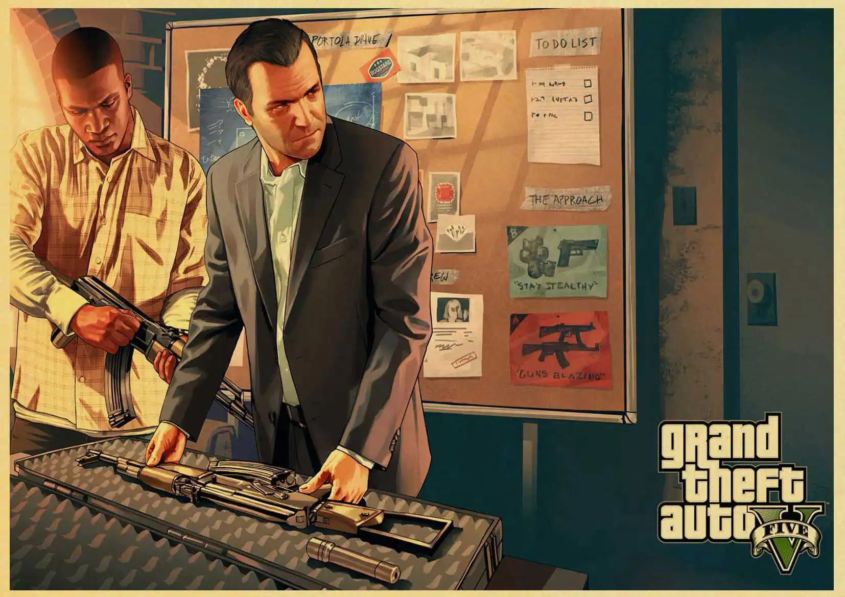 Grand Theft Auto GTA 5 игра ретро крафт-бумага плакат печатные настенные картины для гостиной винтажные декоративные наклейки на стену - Цвет: E102