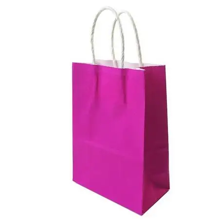 40 шт./лот крафт-бумажный пакет с ручками/21*15*8 см/праздничные подарочные пакеты для свадьбы, дня рождения, вечерние - Color: Hot pink